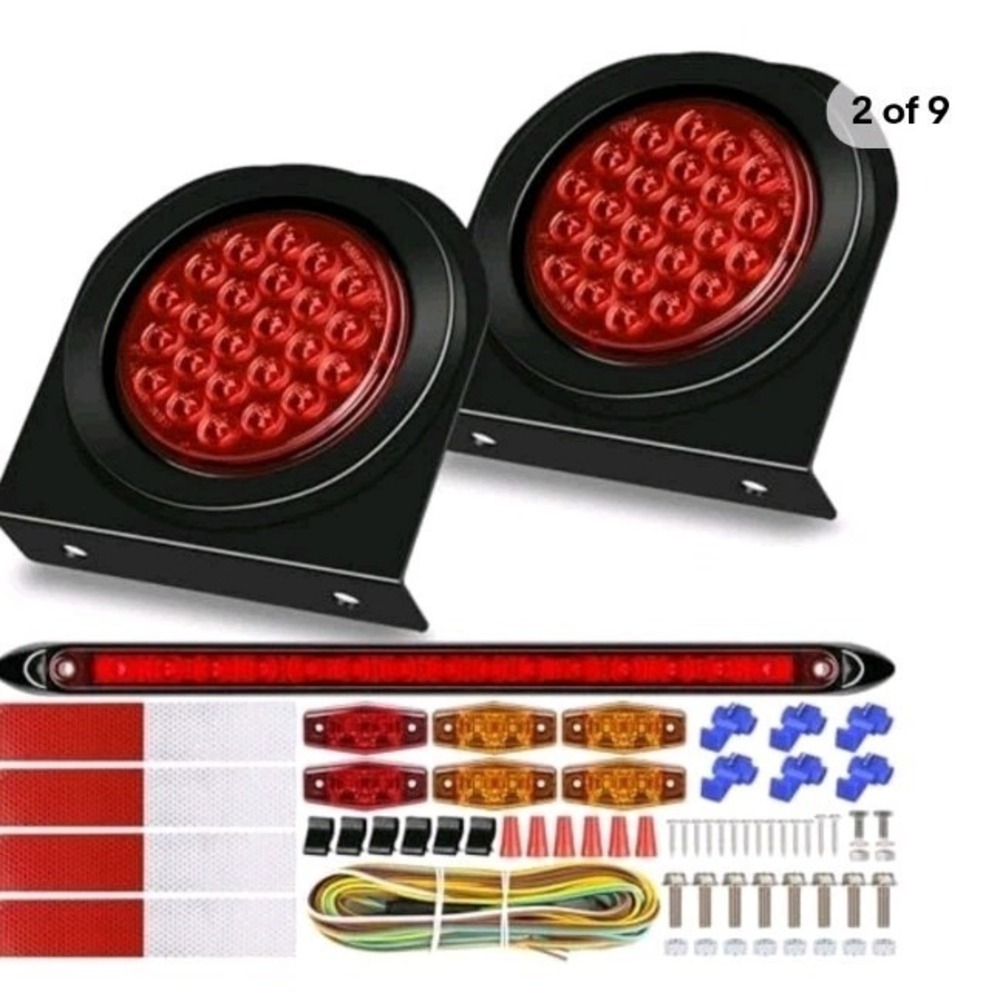4 inch Round LED Trailer Light Kit with Mounting Brackets Boat Horse Utility - Picture 7 of 8